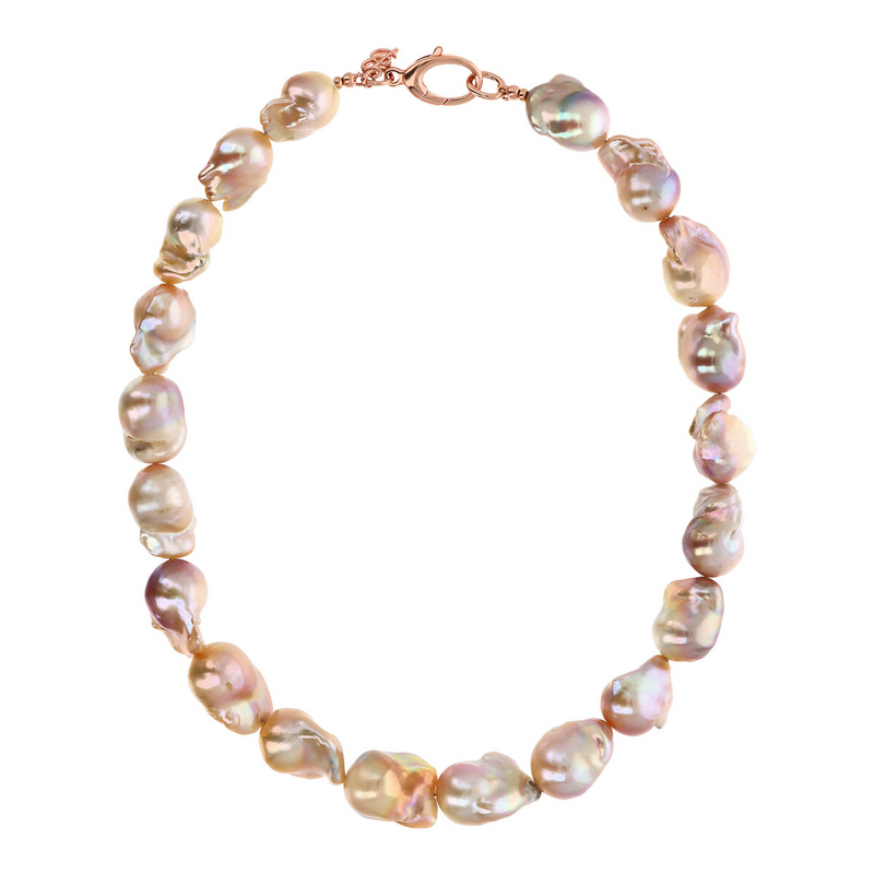 Collier avec perles baroques d'eau douce multicolores