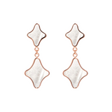 Pendant Earrings with Double Etoile in Natural Stone