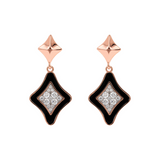 Pendant Earrings with Double Etoile in Natural Stone and Pavé in Zirconia