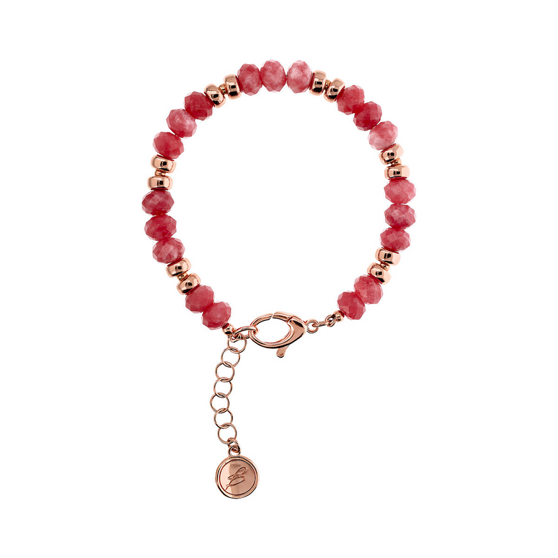 Bracelet with Golden Rosé Rondelle and Faceted Natural Stones