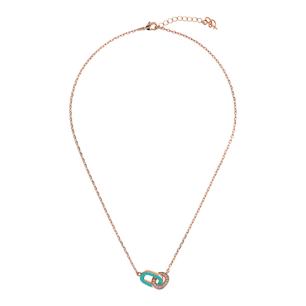 Forzatina Chain Necklace with Double Enamelled Link and Cubic Zirconia Pavé