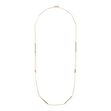 Long Rolo Chain Necklace with Golden Bars