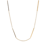 Long Rolo Chain Necklace with Golden Bars