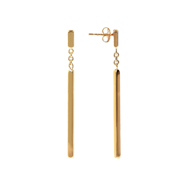 Wire Pendant Earrings with Golden Bar