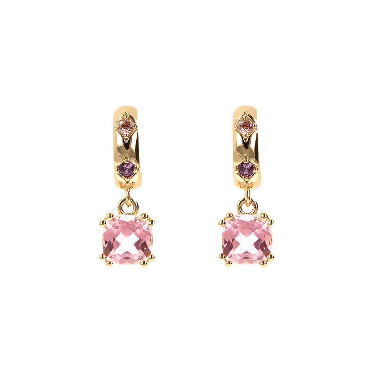Golden Étoile Pendant Earrings with Prism Gem Cushion Cut