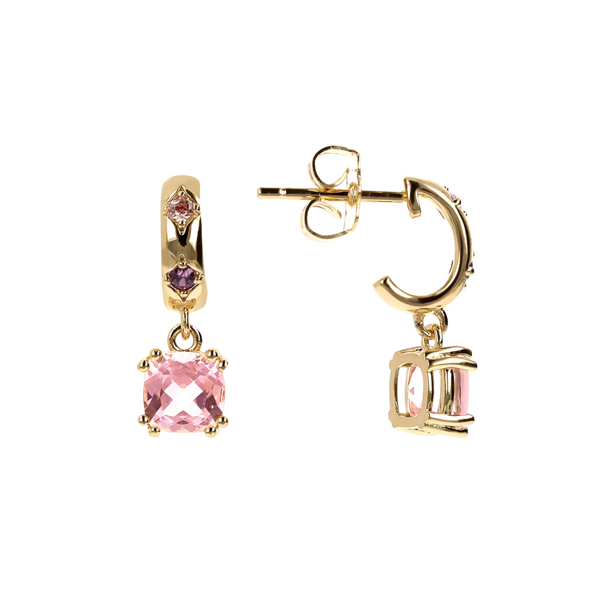 Golden Étoile Pendant Earrings with Prism Gem Cushion Cut