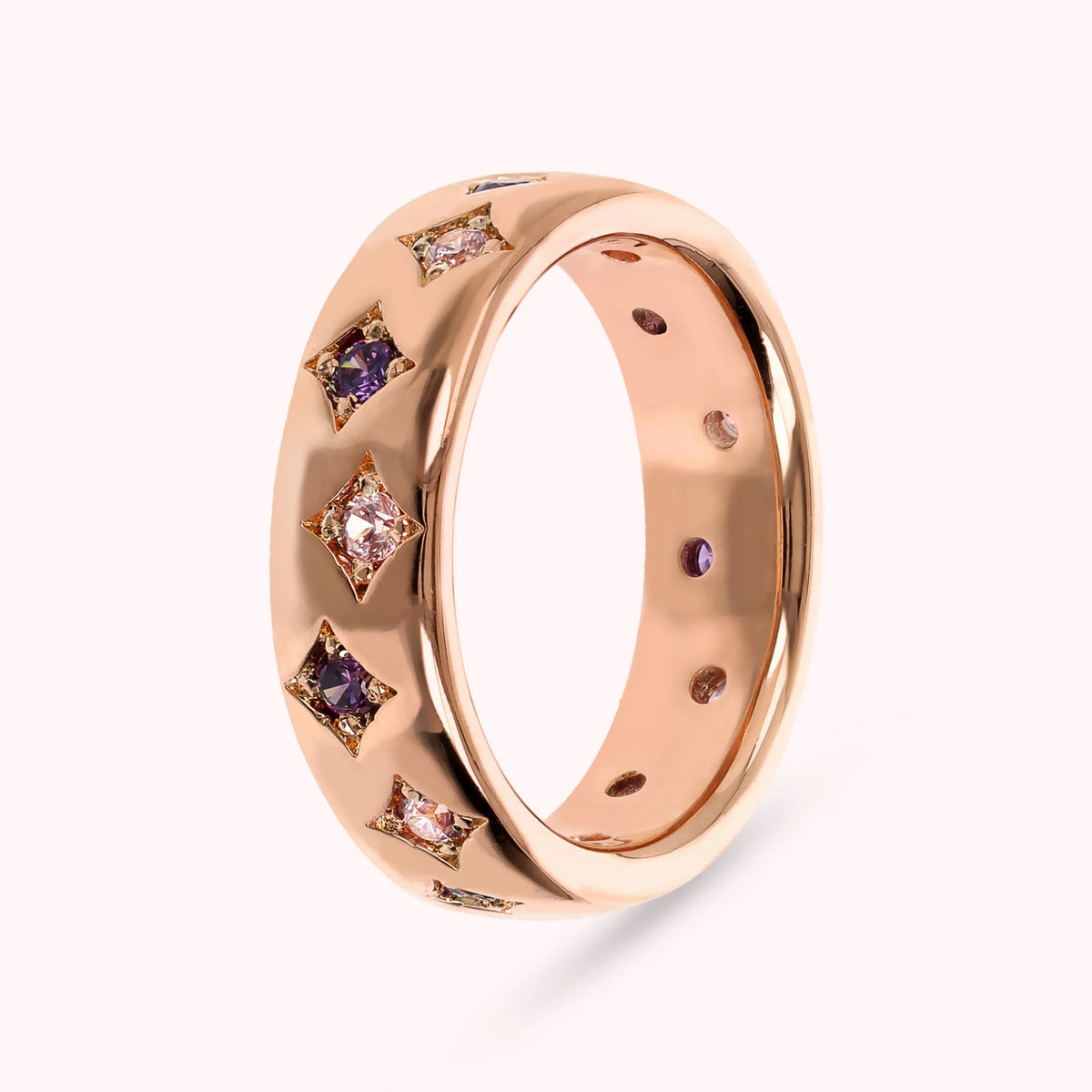 Étoile Wedding Ring with Cubic Zirconia Points of Light