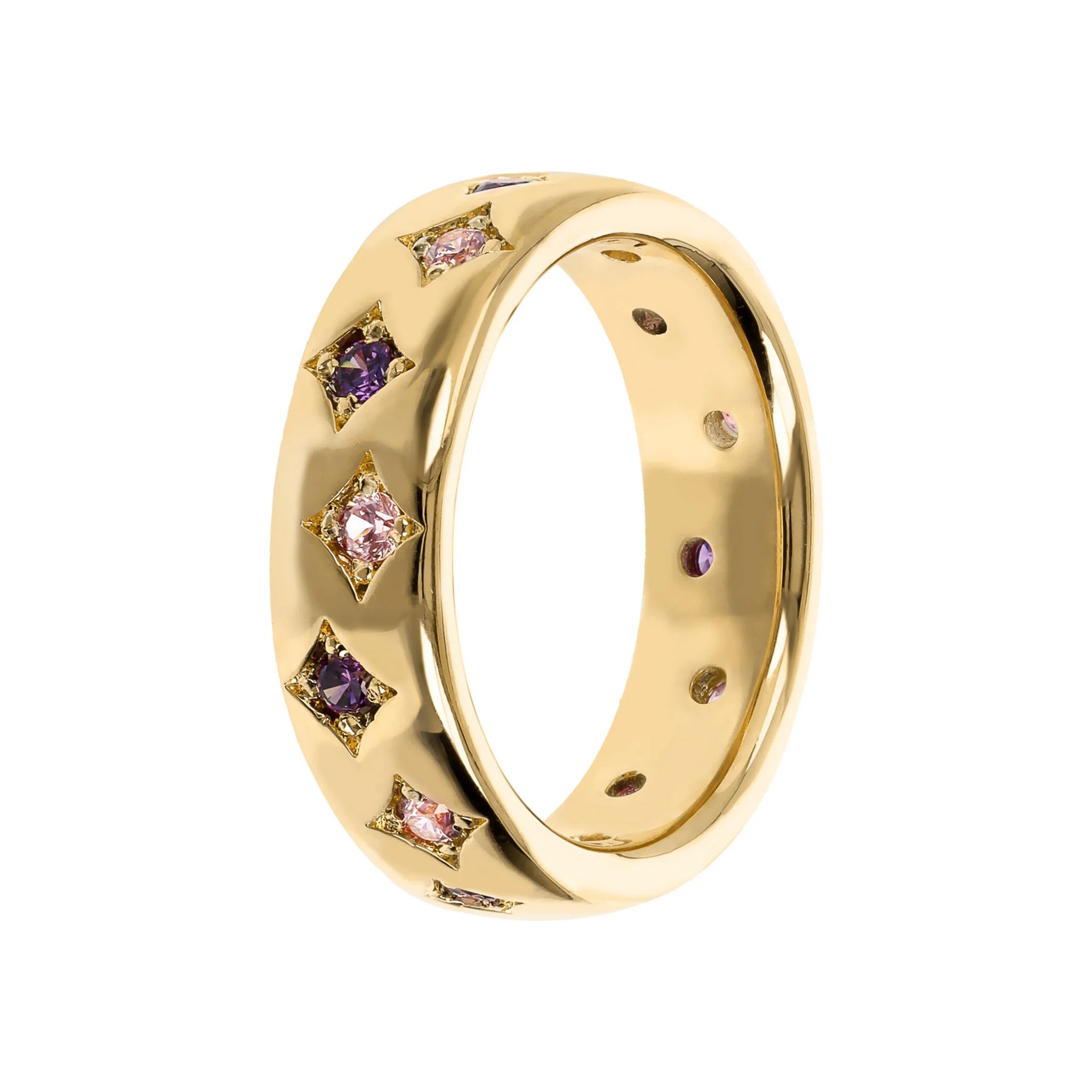 Anello Fedina Golden Étoile con Punti Luce in Cubic Zirconia