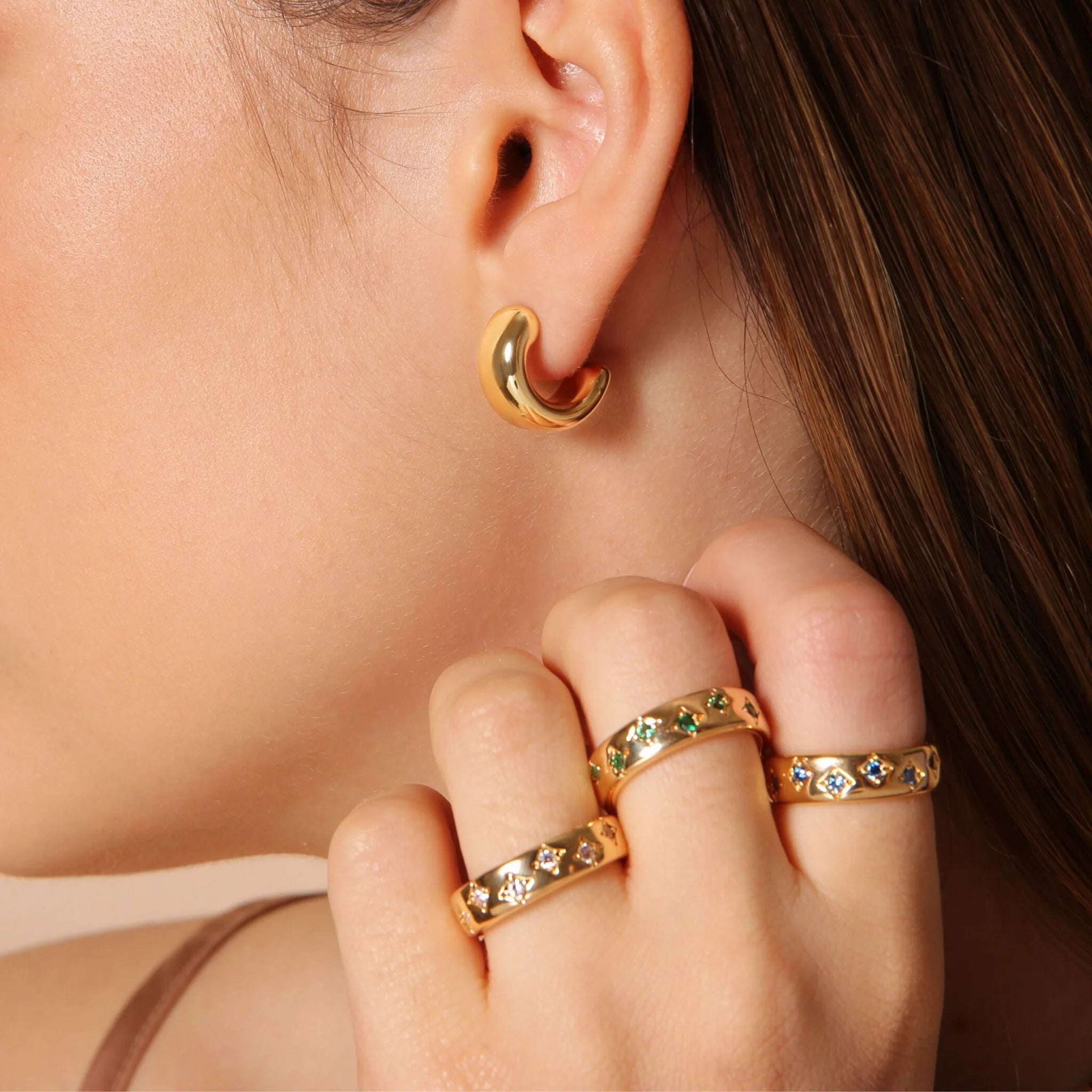 Anello Fedina Golden Étoile con Punti Luce in Cubic Zirconia