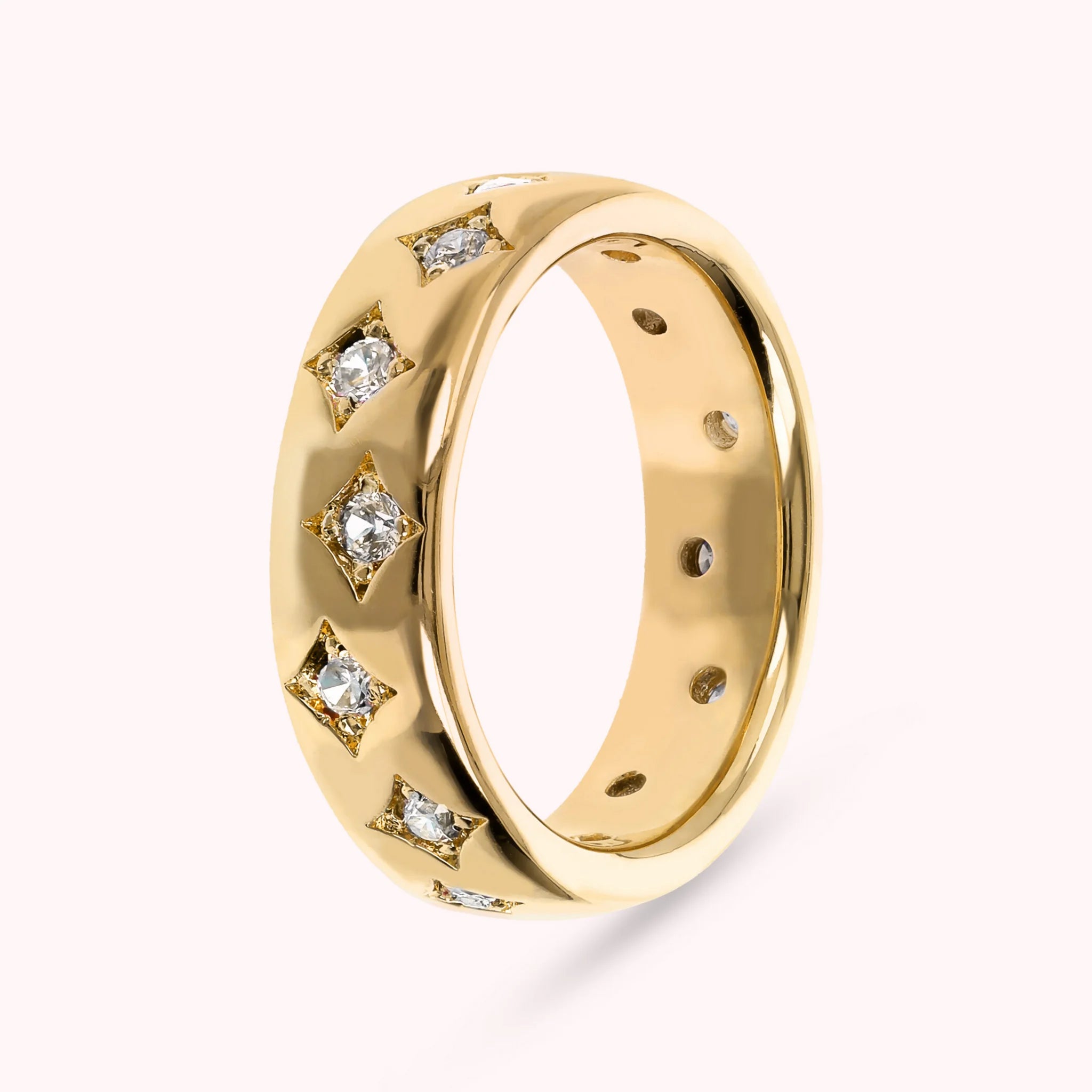 Anello Fedina Golden Étoile con Punti Luce in Cubic Zirconia