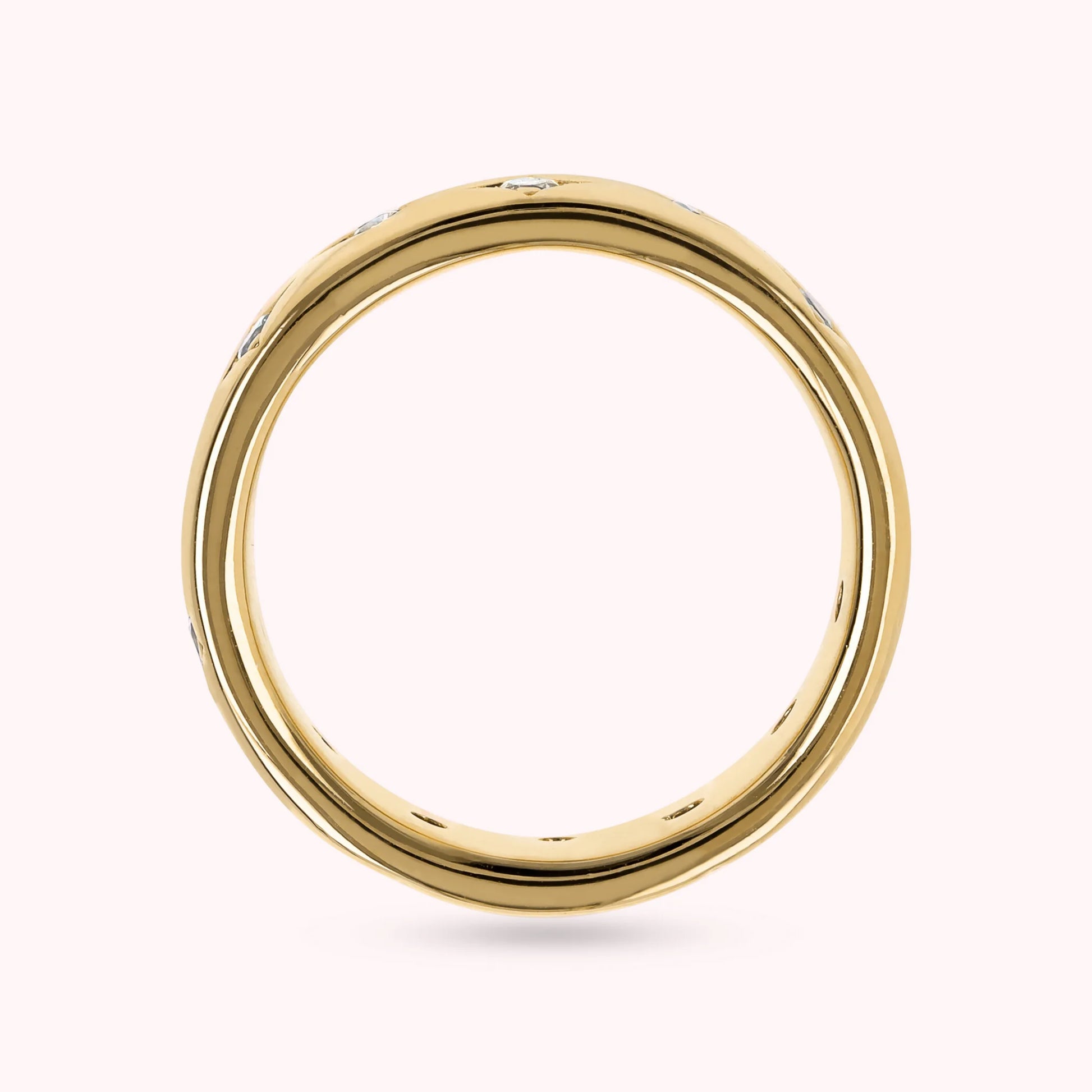 Golden Étoile Wedding Ring with Cubic Zirconia Points of Light
