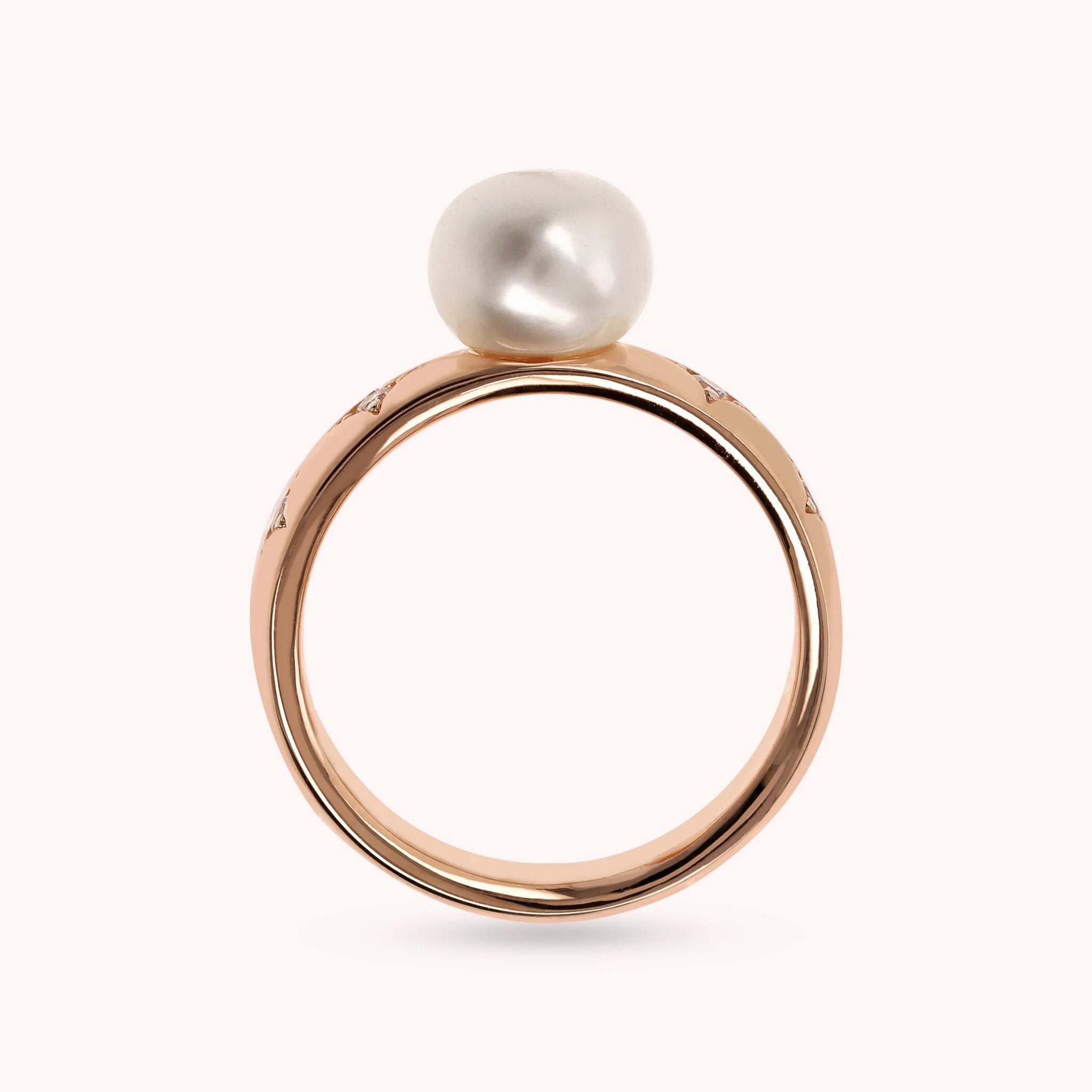 Bague solitaire Étoile avec perle bouton d'eau douce blanche Ø 8 mm