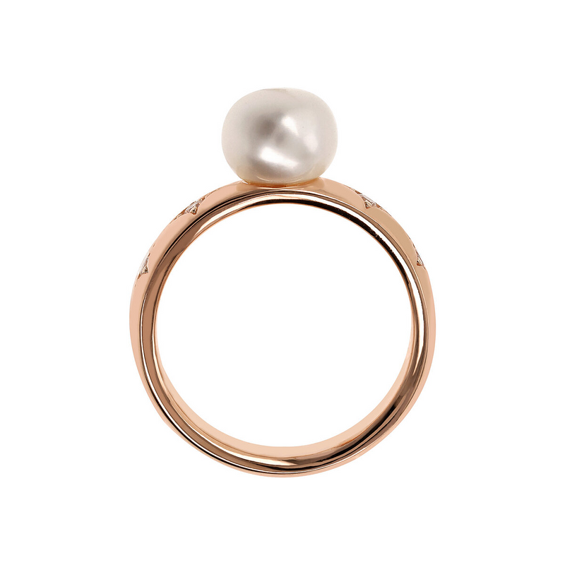 Ring mit Étoile und weißer Süßwasser-Perle Ø 8 mm