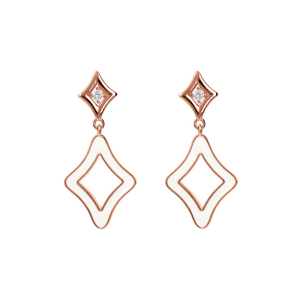 Enamel Pendant Earrings with Double Étoile and Cubic Zirconia Light Points