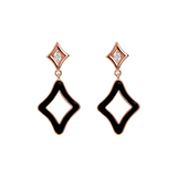 Enamel Pendant Earrings with Double Étoile and Cubic Zirconia Light Points