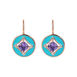 Étoile Pendant Earrings with Round Enamelled Element and Cubic Zirconia