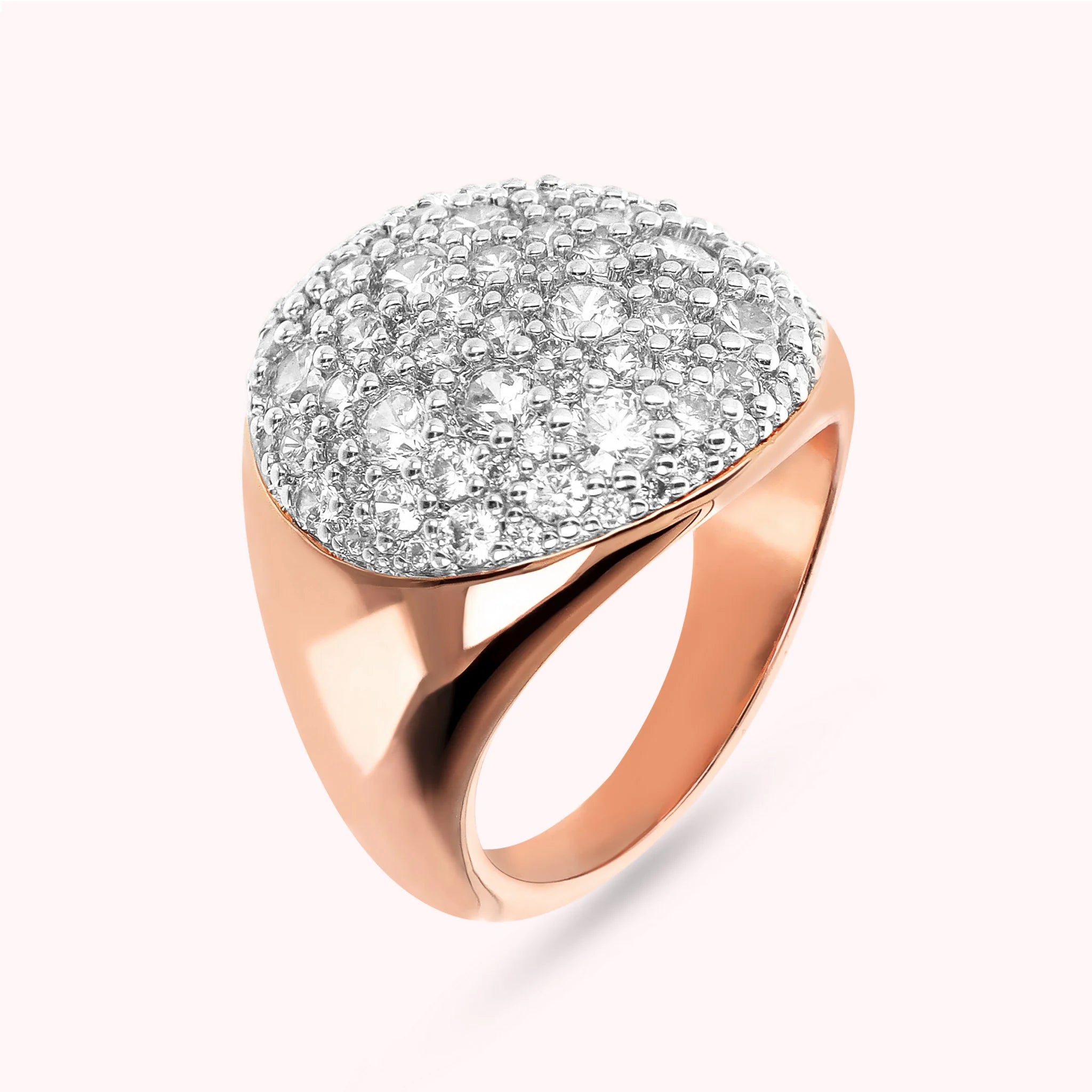 Anello Chevalier con Tondo Pavé in Cubic Zirconia