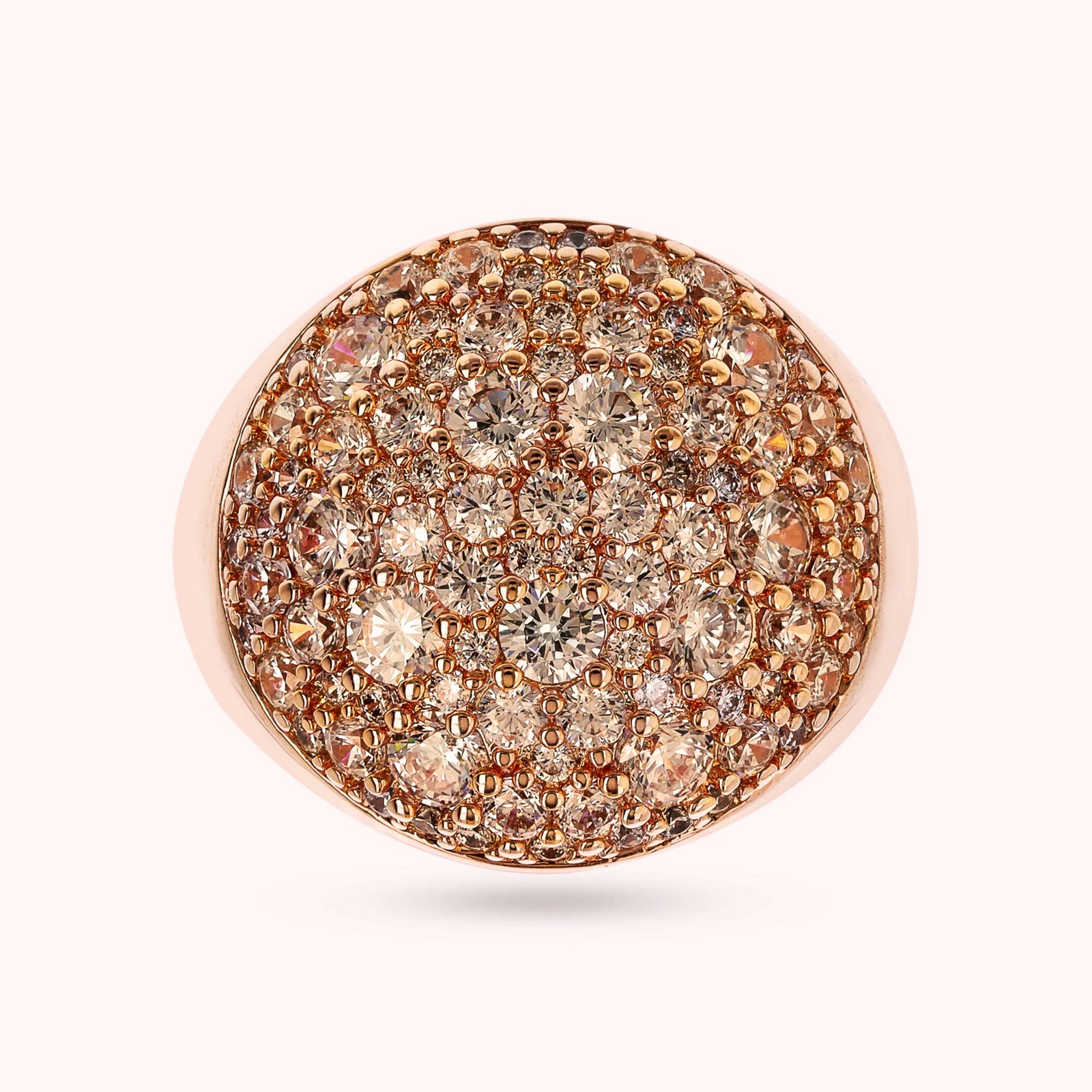 Chevalier Ring with Round Pavé in Cubic Zirconia - Bronzallure