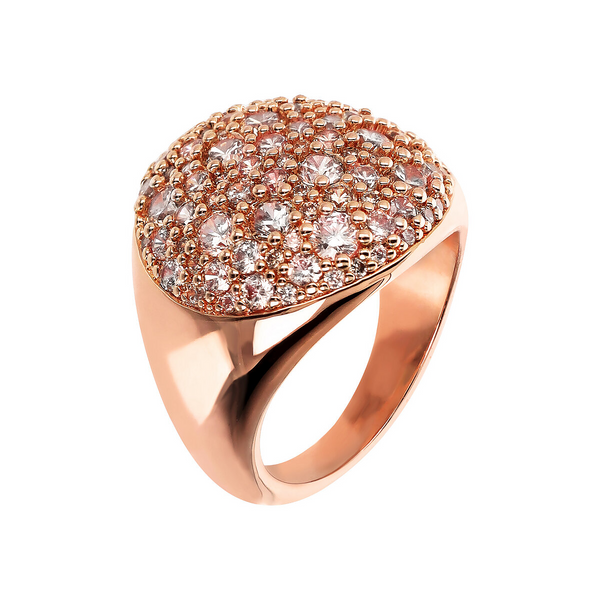 Chevalier Ring with Round Pavé in Cubic Zirconia