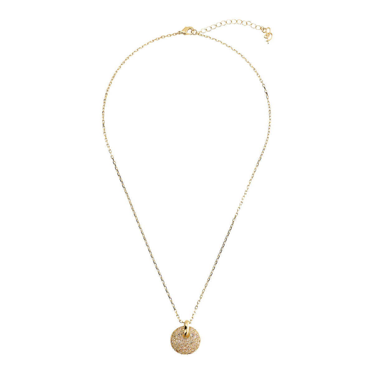 Collier chaîne rolo dorée avec pendentif rond ajouré et pavé en zircone cubique