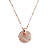 Rolo Chain Necklace with Openwork Round Pendant and Pavé in Cubic Zirconia