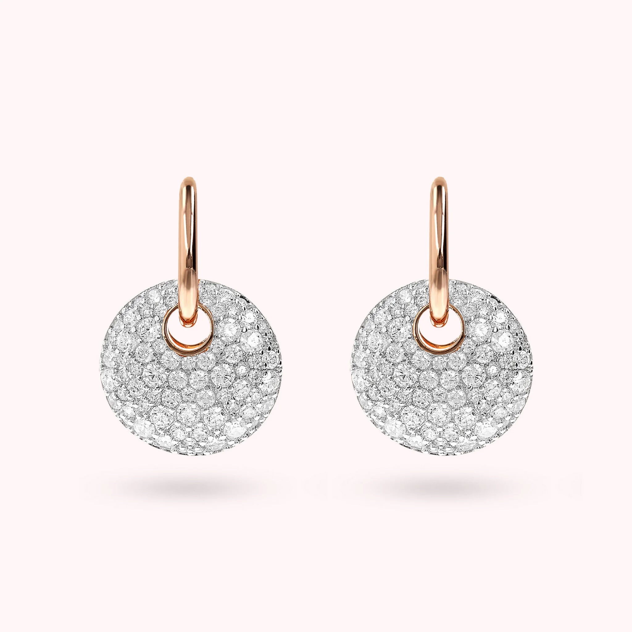 Dangling Earrings with Openwork Round and Pavé Cubic Zirconia  