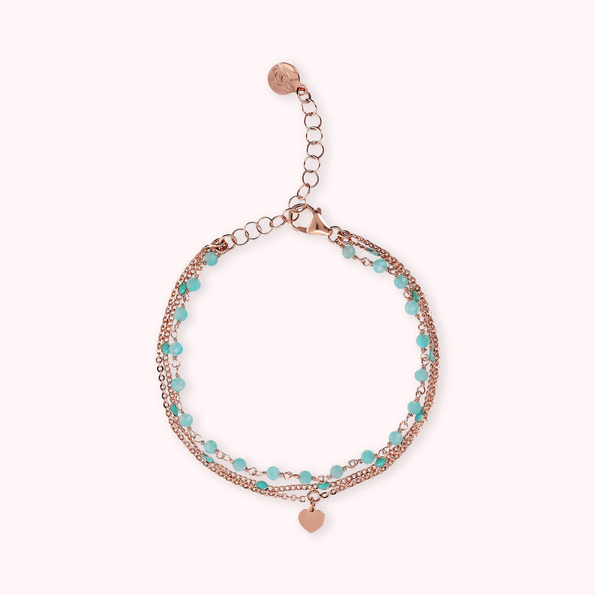 Multi-Strand Rosary Chain Bracelet with Enamel and Heart Pendant