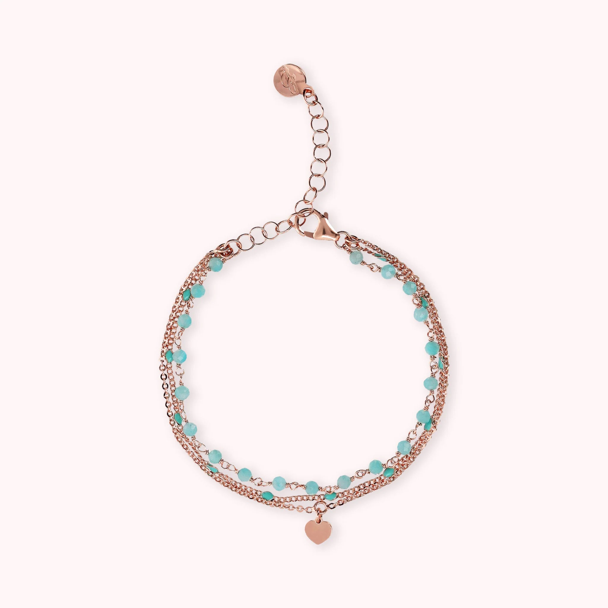 Multi-Strand Rosary Chain Bracelet with Enamel and Heart Pendant