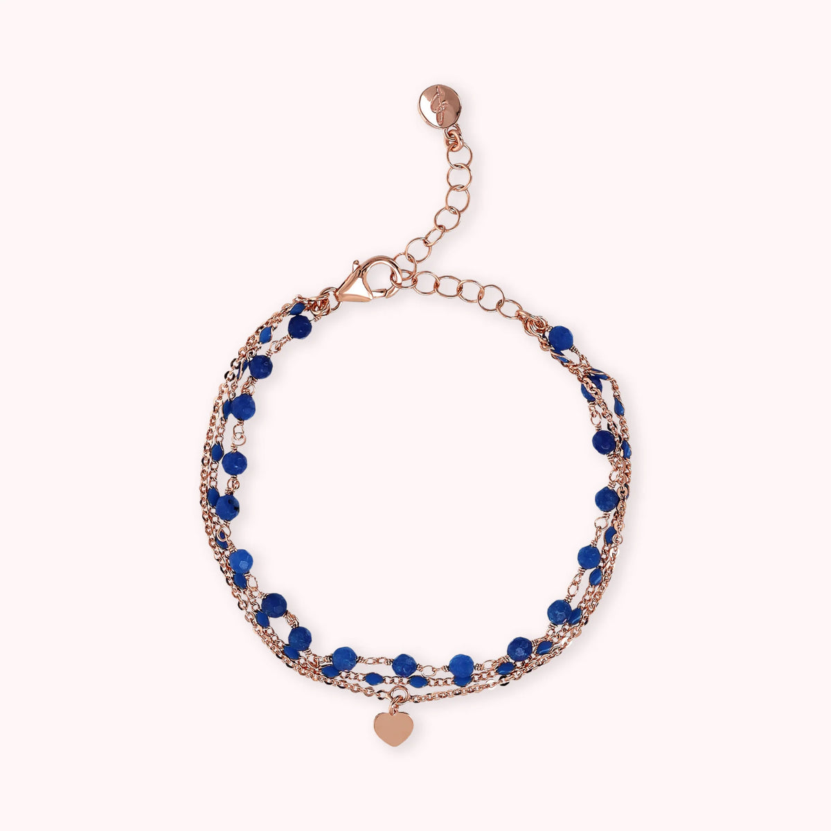 Multi-Strand Rosary Chain Bracelet with Enamel and Heart Pendant