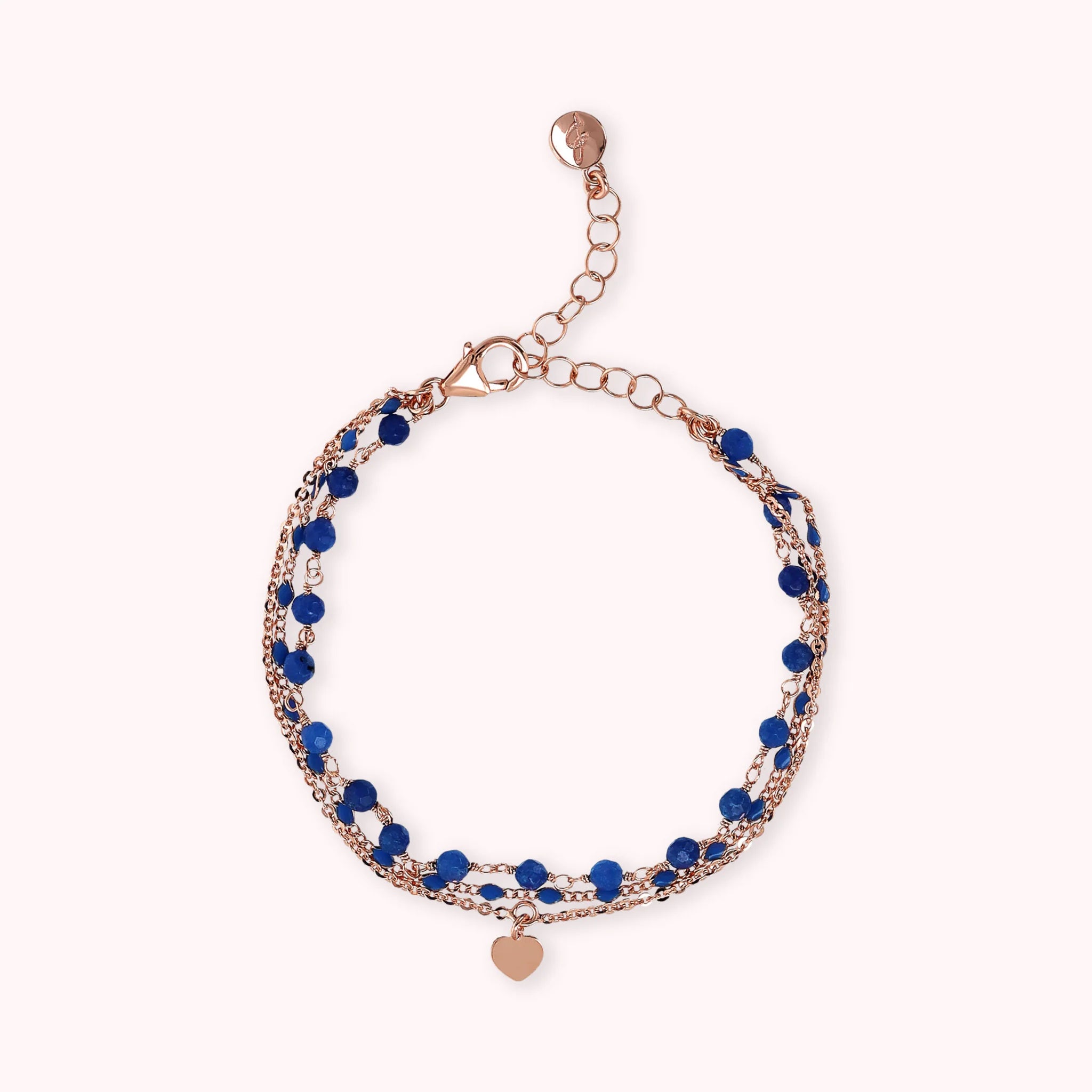 Multi-Strand Rosary Chain Bracelet with Enamel and Heart Pendant