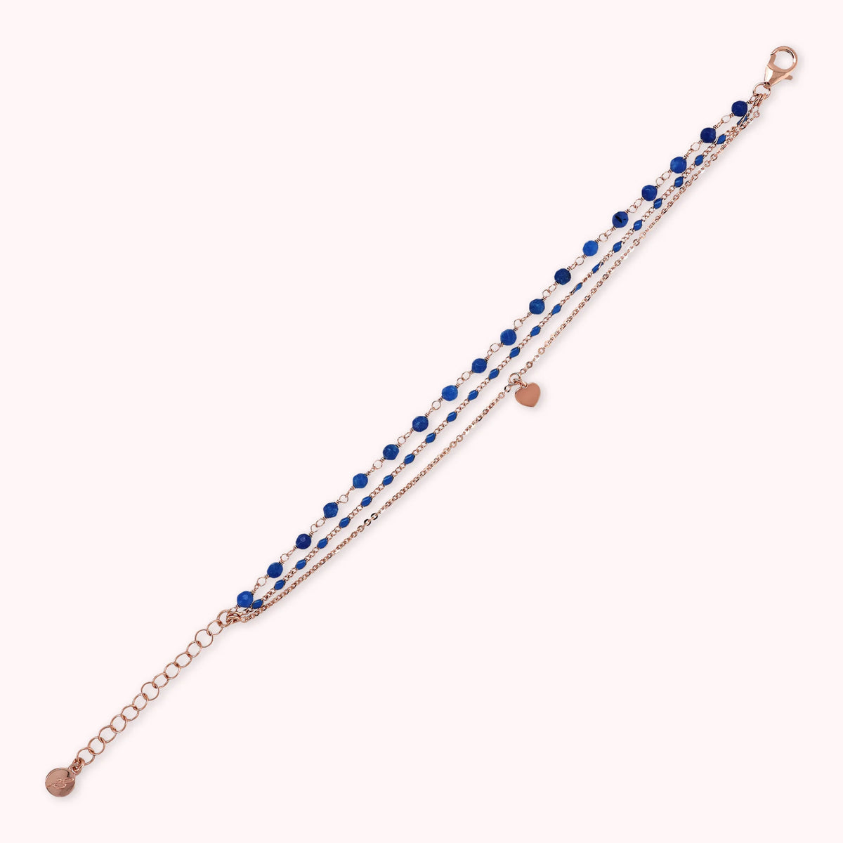 Multi-Strand Rosary Chain Bracelet with Enamel and Heart Pendant