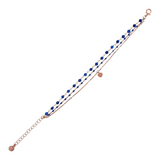 Bracelet chaîne chapelet multibrins avec pendentif émail et cœur