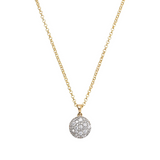Rolo Golden Chain Necklace with Round Pavé Pendant in Cubic Zirconia