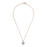 Rolo Chain Necklace with Round Pavé Pendant in Cubic Zirconia
