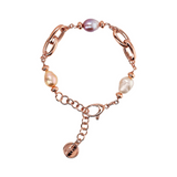 Bracelet with Braided Links and Multicolor Freshwater Baroque Pearls Ø 9/11 mm