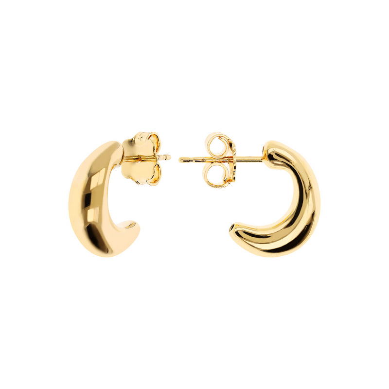 Half Moon Lobe Earrings with Golden Teardrop Cut