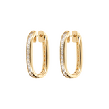 Golden Oval Earrings with Cubic Zirconia 