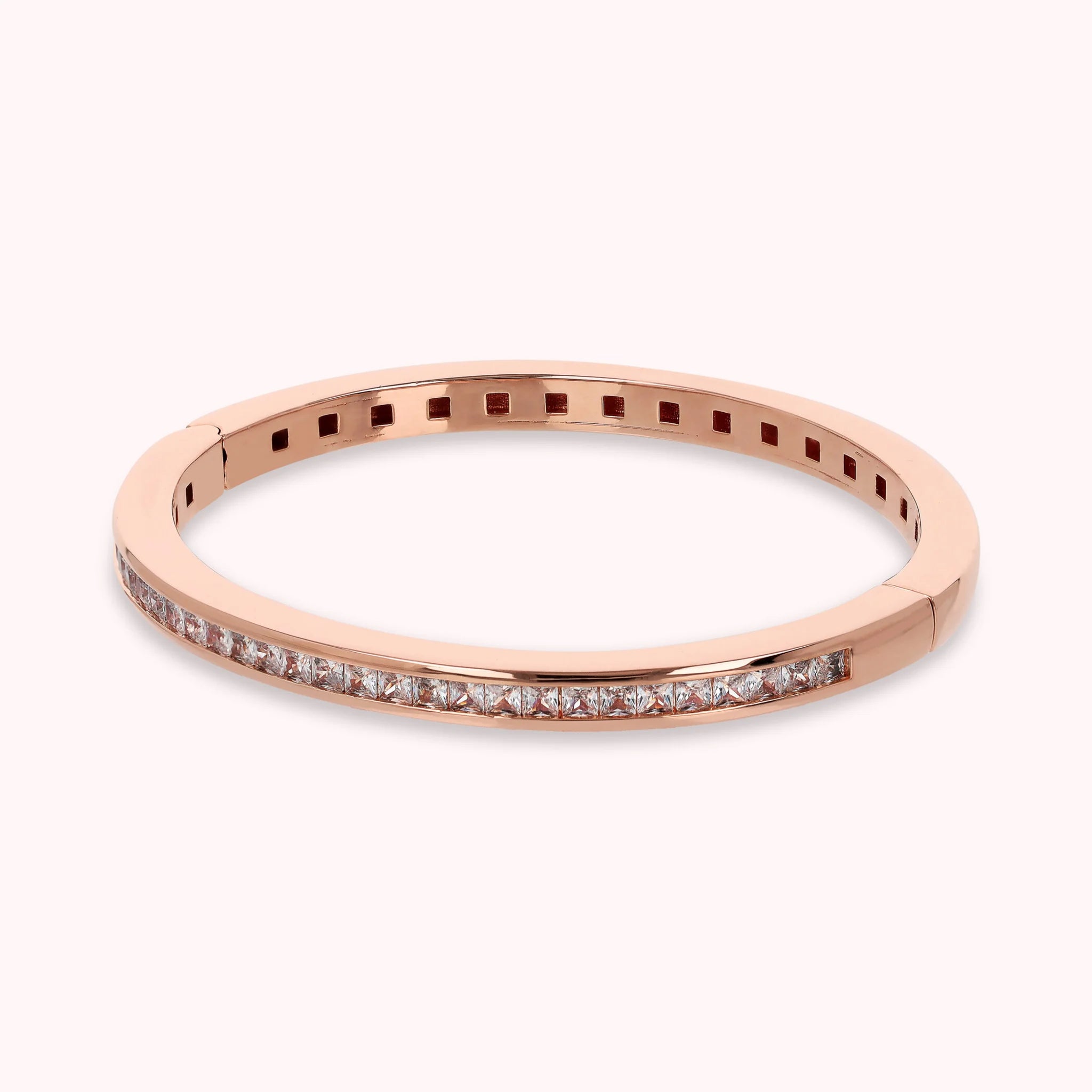 Rigid Bracelet with Square Princess Cut Cubic Zirconia  