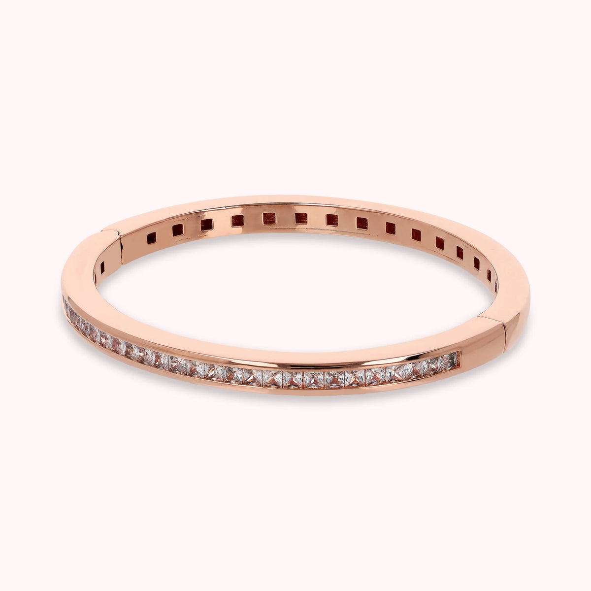 Rigid Bracelet with Square Princess Cut Cubic Zirconia