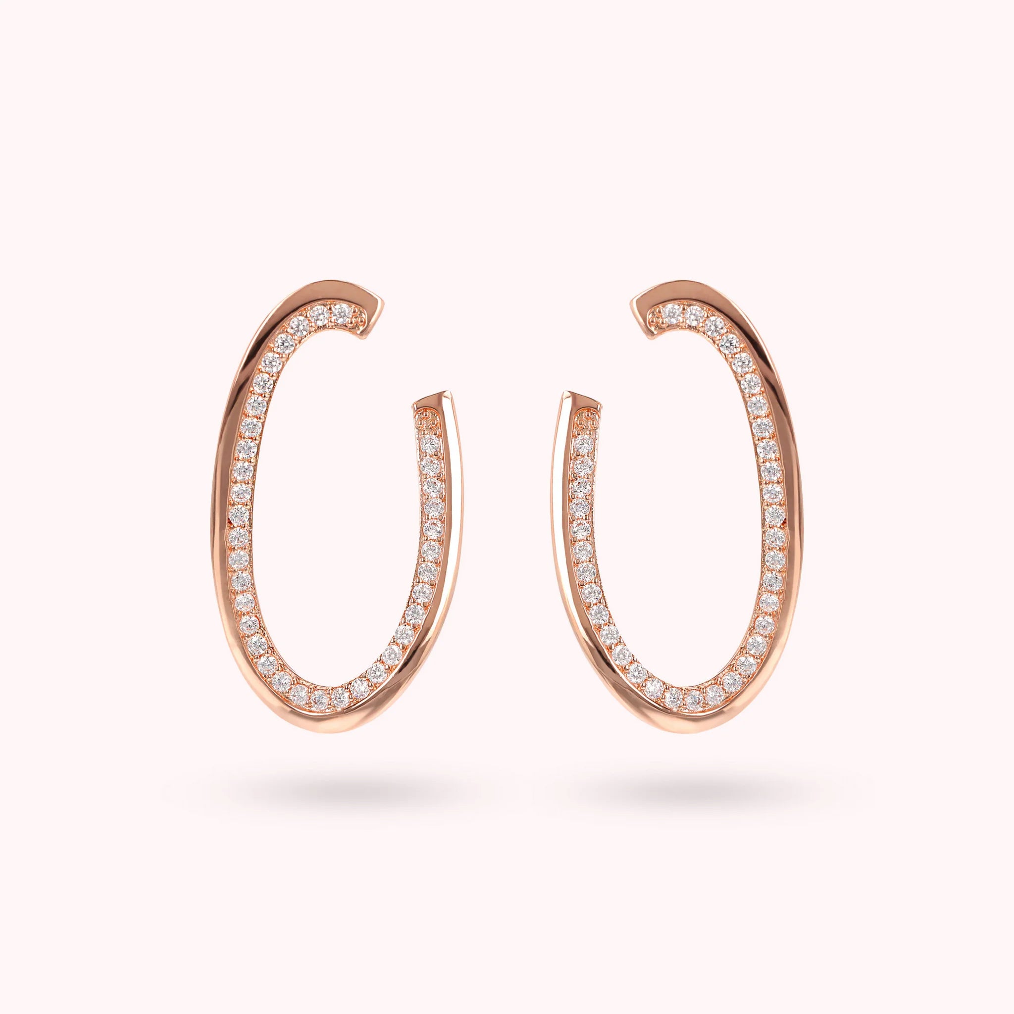 Oval Dangle Earrings with Cubic Zirconia