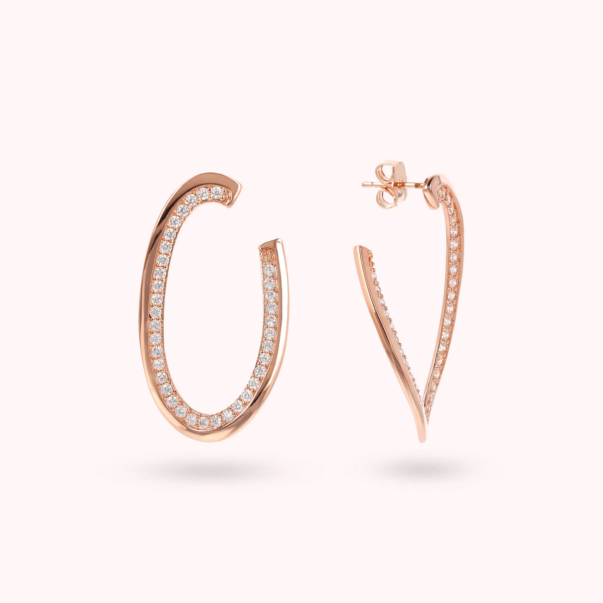 Oval Dangle Earrings with Cubic Zirconia