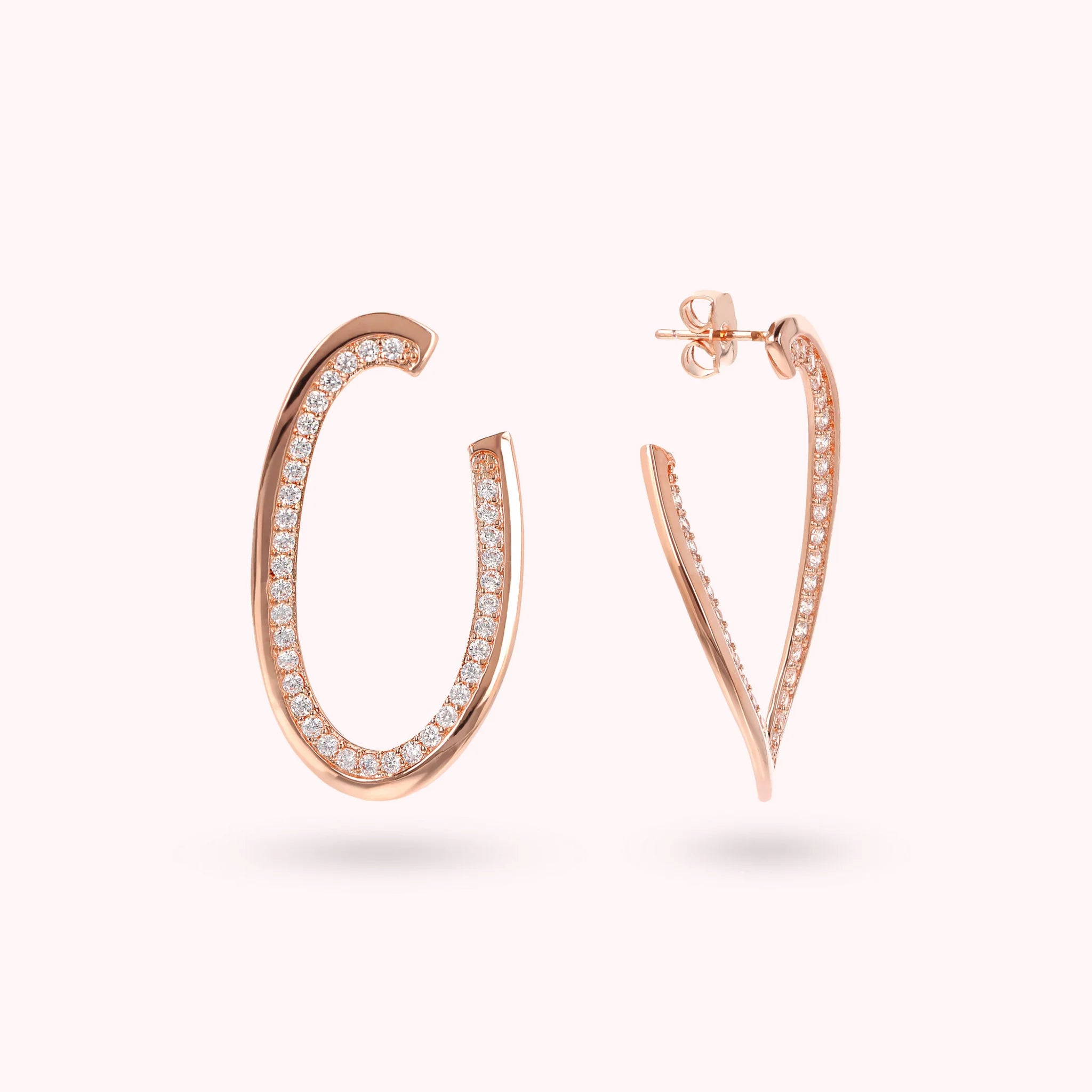 Oval Dangle Earrings with Cubic Zirconia
