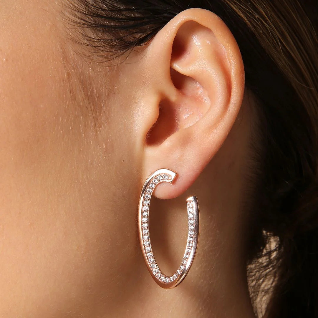 Orecchini Pendenti Ovali con Cubic Zirconia