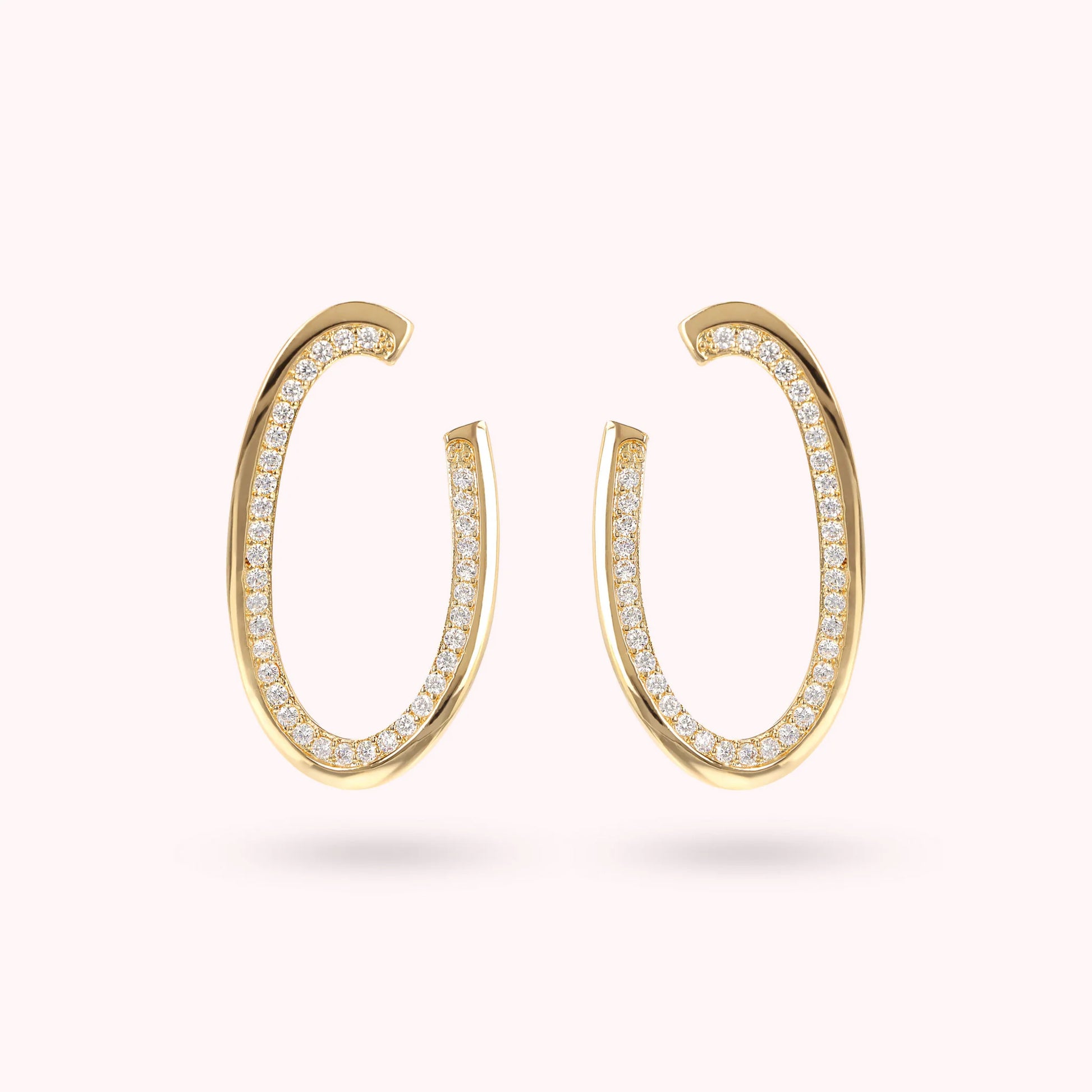 Orecchini Pendenti Ovali Golden con Cubic Zirconia
