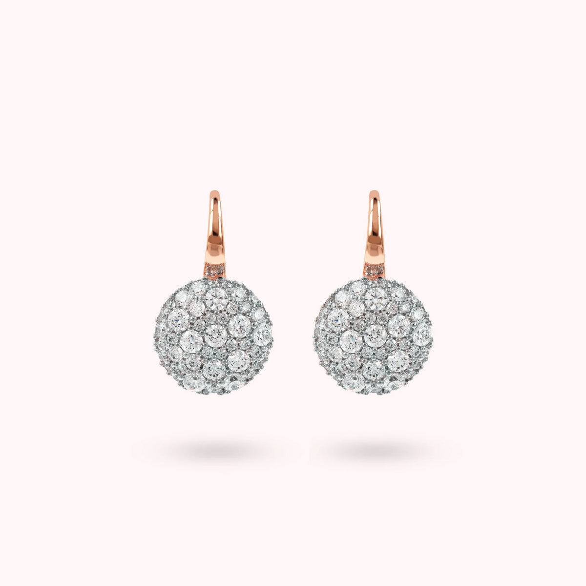 Dangle Earrings with Round Cubic Zirconia Pavé
