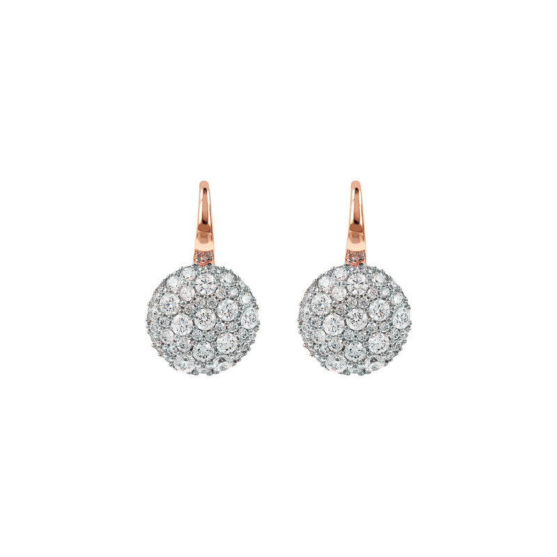 Dangle Earrings with Round Pavé in Cubic Zirconia