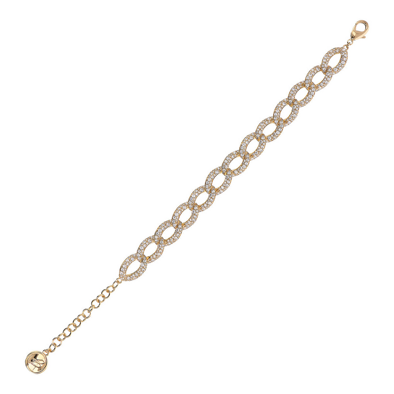 Golden Grumetta Chain Bracelet with Cubic Zirconia Pavé