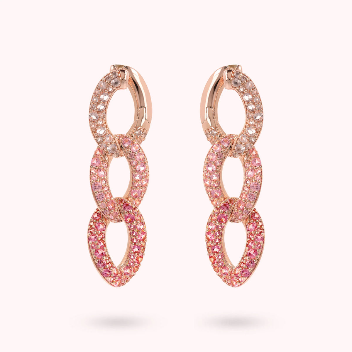 Dangle Earrings with Grumetta Chain and Pavé Cubic Zirconia
