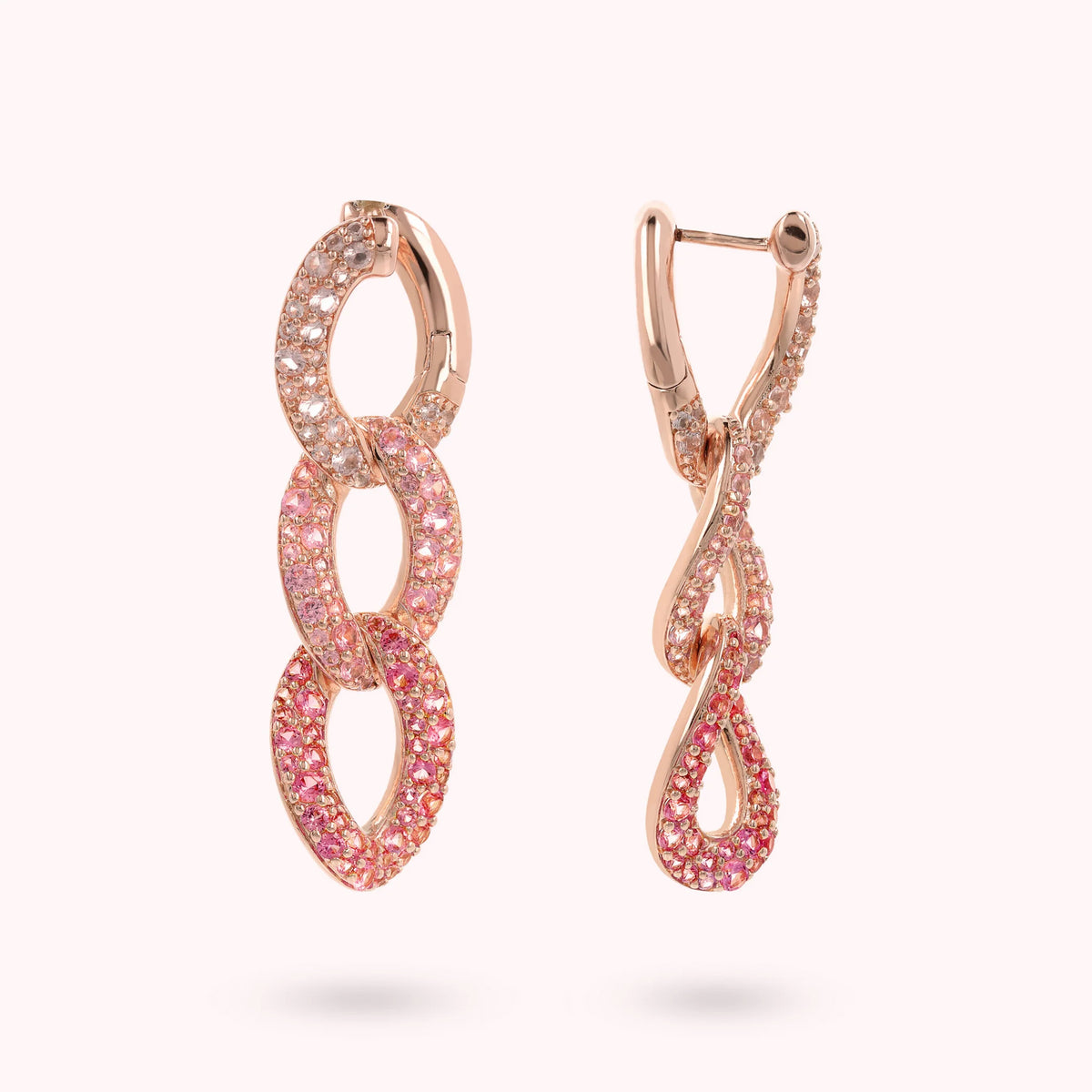 Dangle Earrings with Grumetta Chain and Pavé Cubic Zirconia