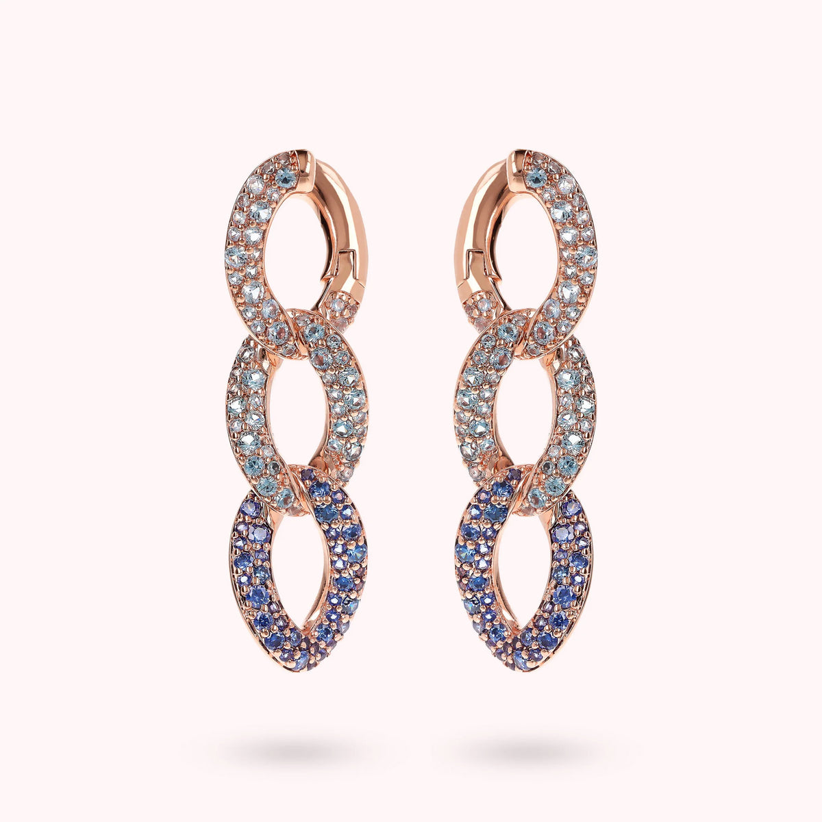 Dangle Earrings with Grumetta Chain and Pavé Cubic Zirconia